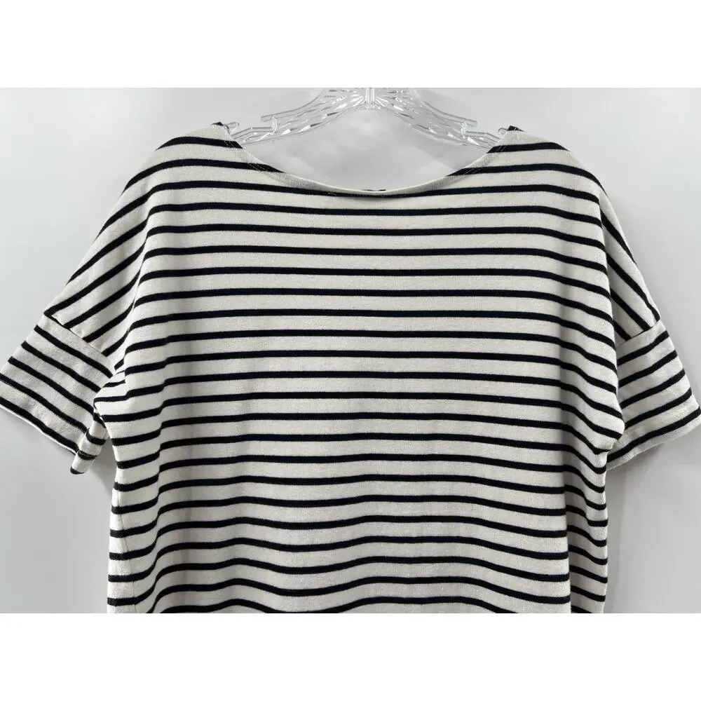 Hatch Women’s Short Sleeve T-shirt Dress Black & White Striped Size 1 Small - Picture 9 of 9